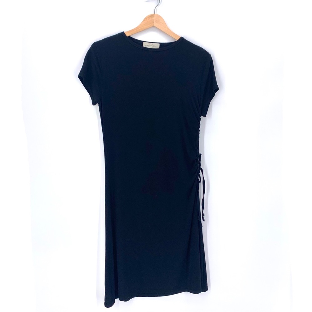 Charlie Paige Dress Cap Sleeve Black Casual T-shirt with Side Tie Size Small